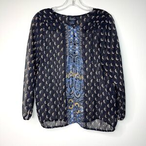 Lucky Brand Long Sleeve Sheer Blouse Women’s Size Medium